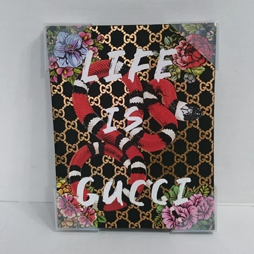 Life Is Gucci Snake & Floral Sleek & Stylish Gold Logo Canvas Wall Art *…